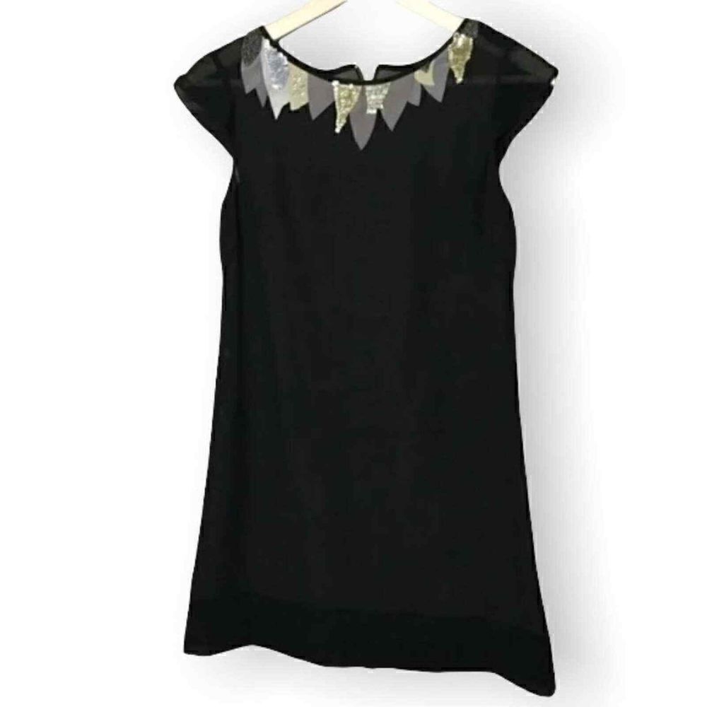 AIDAN Aidan Mattox Black Beaded Collar Dress 2